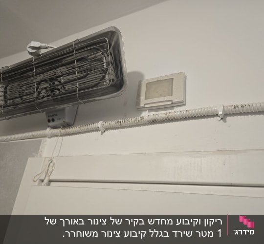 מאוורר תלוי על קיר עם חוטי חשמל